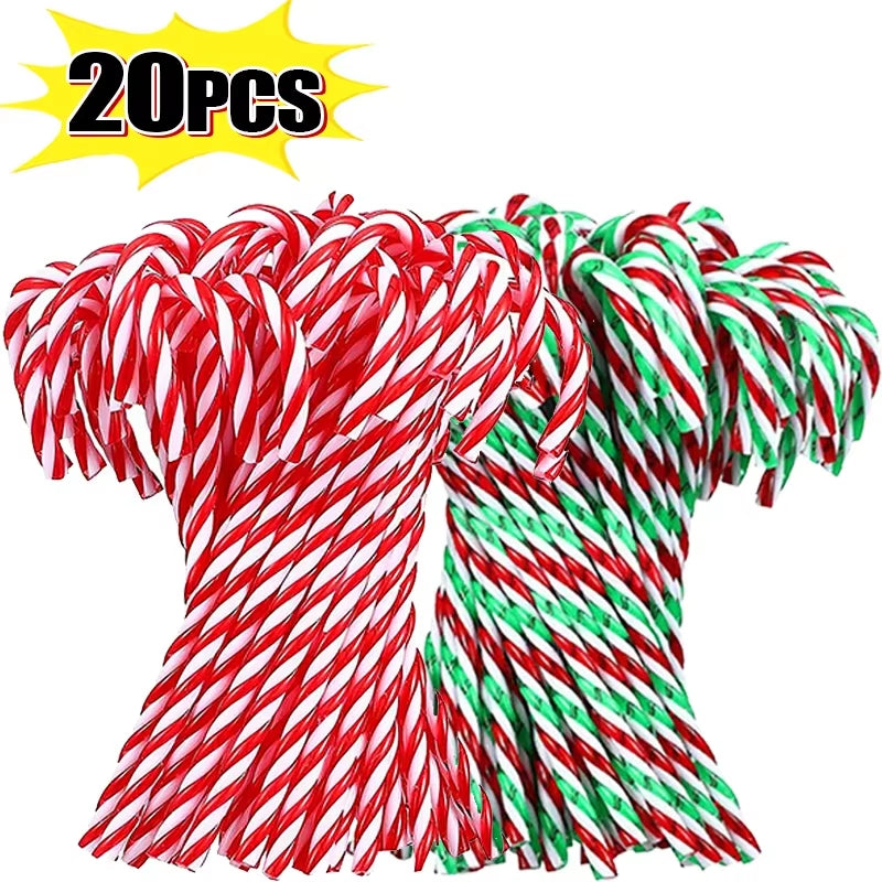 Christmas Candy Canes Xmas Tree Acrylic Crutch Hanging Pendant Ornaments New Year Party Home Decoration Kids Toy Gifts 10/20Pcs