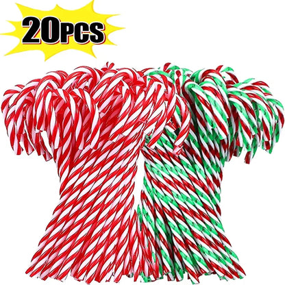 Christmas Candy Canes Xmas Tree Acrylic Crutch Hanging Pendant Ornaments New Year Party Home Decoration Kids Toy Gifts 10/20Pcs