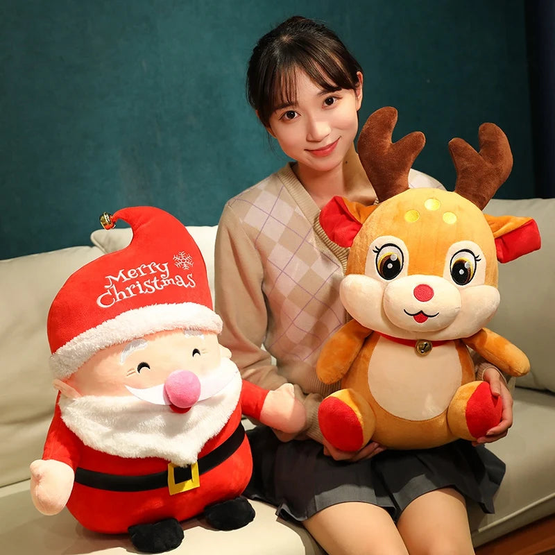 Cute Christmas Series Doll Santa Claus Elk Plush Toy Stuffed Soft Snowman Deer Toys for Kids Girls Xmas Hallowmas Gift Party