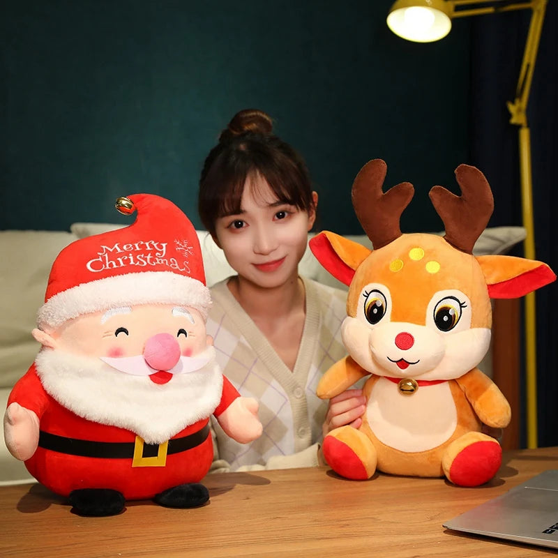 Cute Christmas Series Doll Santa Claus Elk Plush Toy Stuffed Soft Snowman Deer Toys for Kids Girls Xmas Hallowmas Gift Party