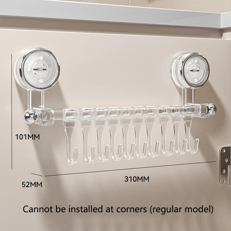 31/33.5Cm Bathroom Suction Cup Wall Towel Holder No-Punching Rotatable Towel Robe Coat Rack Kitchen Bathroom Shelf with 10 Hooks