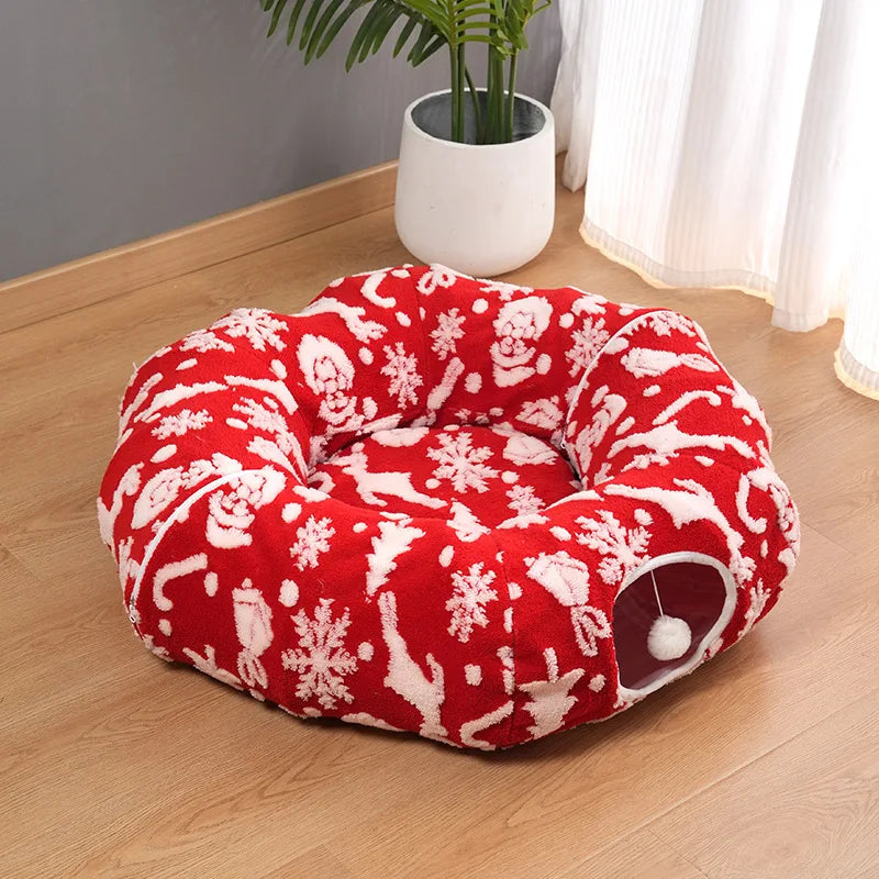 Red Christmas Cat Bed