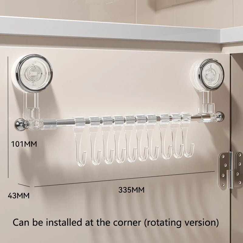 31/33.5Cm Bathroom Suction Cup Wall Towel Holder No-Punching Rotatable Towel Robe Coat Rack Kitchen Bathroom Shelf with 10 Hooks