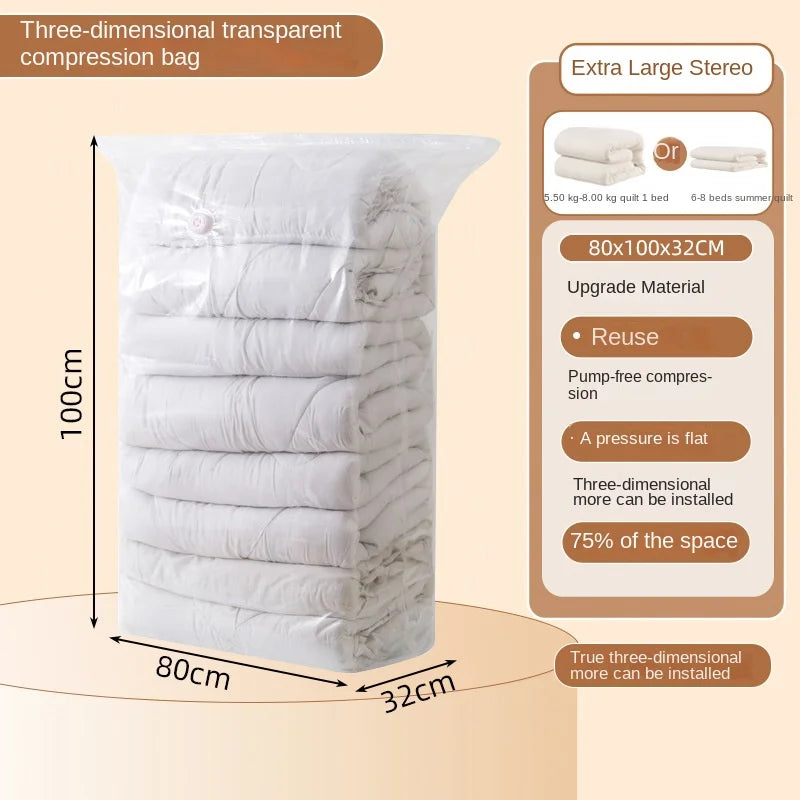Vacuum Compression Bag Thickened Non-Pumping Pressing Stereo Storage Bag Clothes Quilt Quilt down Jacket Storage Bag #4161
