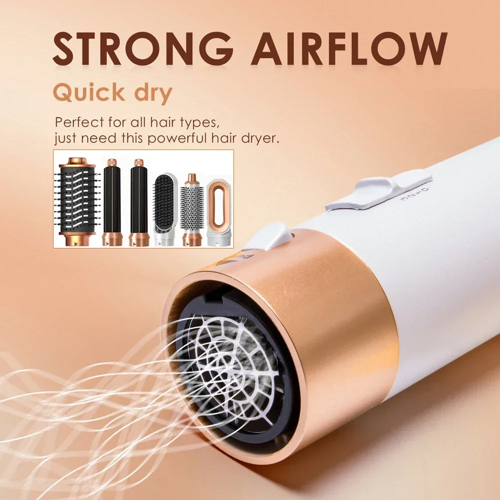 6 in 1 Hair Dryer One-Step Hot Air Comb Set Professional Air Styling Curling Iron Hair Straightener Styling Tool Hair Dryer