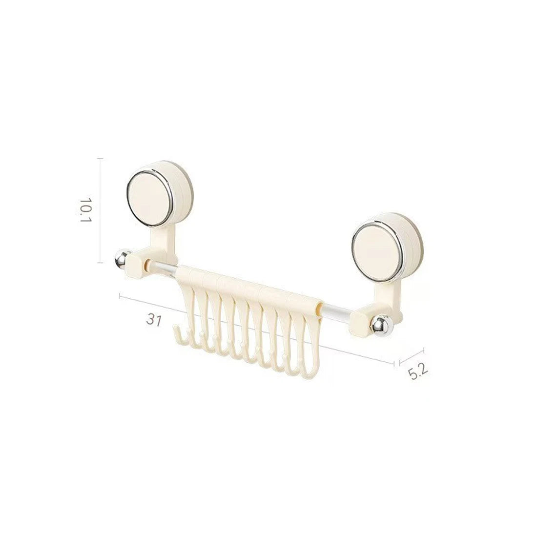 31/33.5Cm Bathroom Suction Cup Wall Towel Holder No-Punching Rotatable Towel Robe Coat Rack Kitchen Bathroom Shelf with 10 Hooks