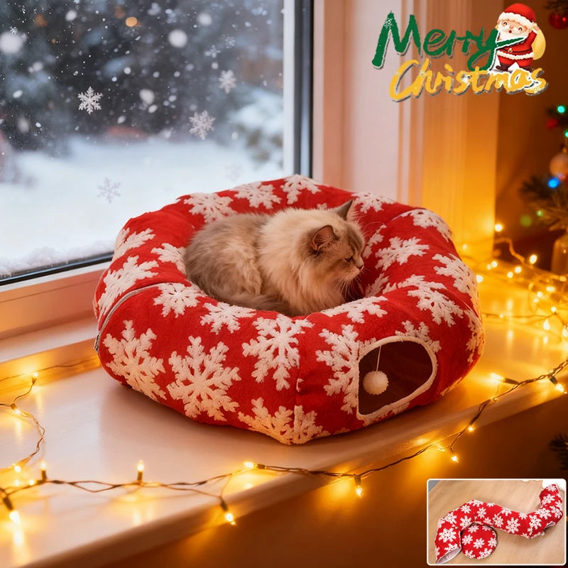 Red Christmas Cat Bed