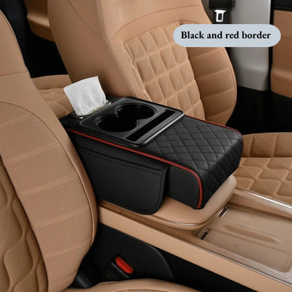 Auto Center Console Armrest Cushion with 2 Cup Holder Armrest Heightening Pad Auto Amrest Pillow Cover Pad for All Seasons