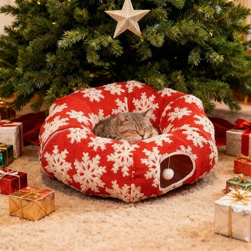 Red Christmas Cat Bed