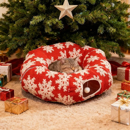 Red Christmas Cat Bed