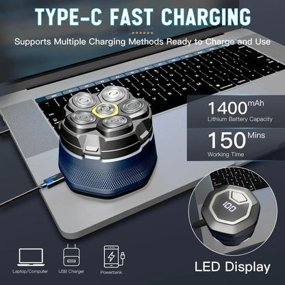 Electric Head Shavers for Bald Men 6D Magnetic Razor Hair Trimmer USB Rechargeable LED Display Waterproof Beard Shavers