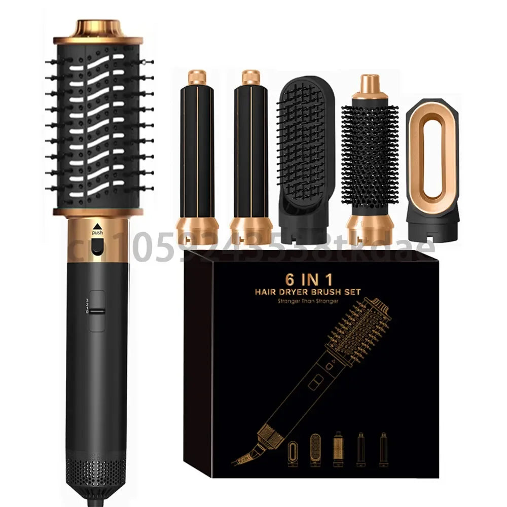 6 in 1 Hair Dryer One-Step Hot Air Comb Set Professional Air Styling Curling Iron Hair Straightener Styling Tool Hair Dryer