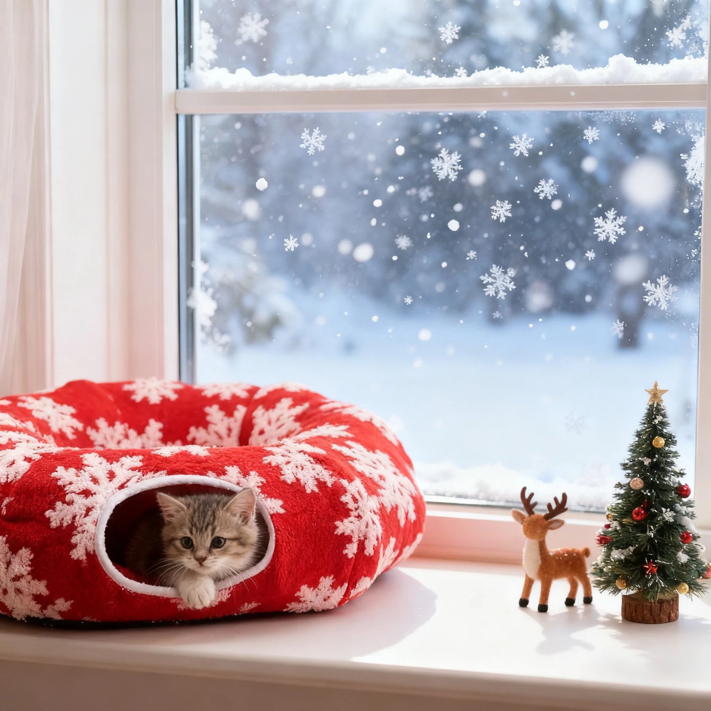 Red Christmas Cat Bed