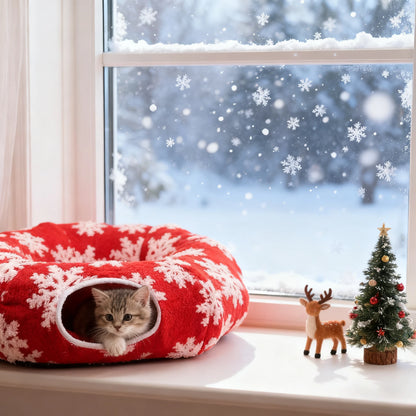 Red Christmas Cat Bed