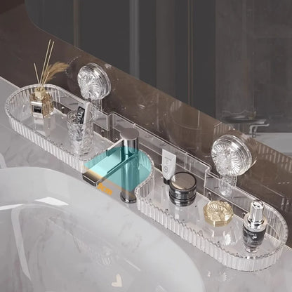 Bathroom Shelf Suction Cup Wall Mount Shower Shelf over Faucet Sink Rack Shampoo Holder No Drill Drain Basket Bathroom Organizer