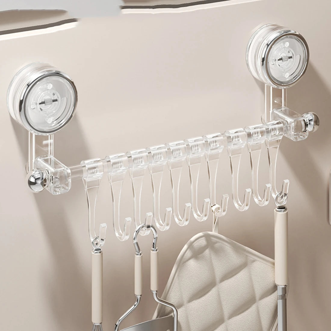 31/33.5Cm Bathroom Suction Cup Wall Towel Holder No-Punching Rotatable Towel Robe Coat Rack Kitchen Bathroom Shelf with 10 Hooks