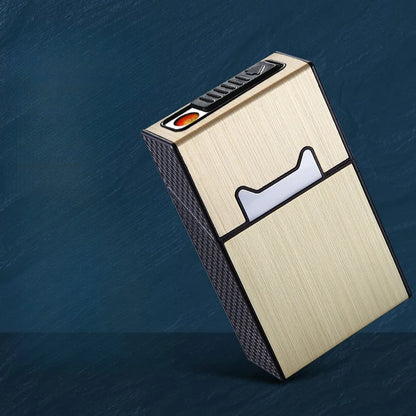 Cigarette Case with Lighter 2 in 1 USB Rechargeable Flameless Windproof Electric Lighter Cigarettes Box for Smoking Accessories