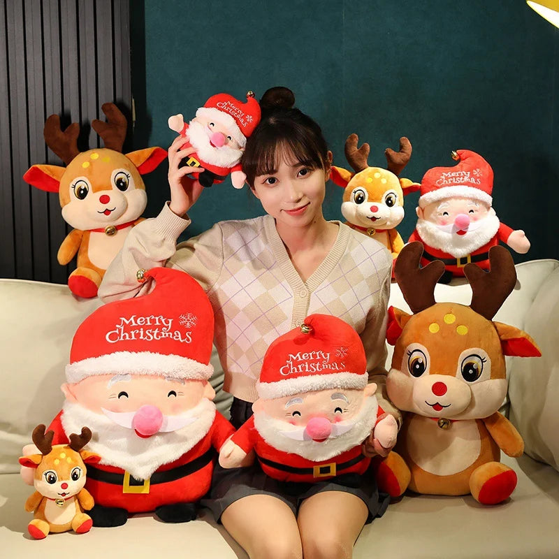 Cute Christmas Series Doll Santa Claus Elk Plush Toy Stuffed Soft Snowman Deer Toys for Kids Girls Xmas Hallowmas Gift Party