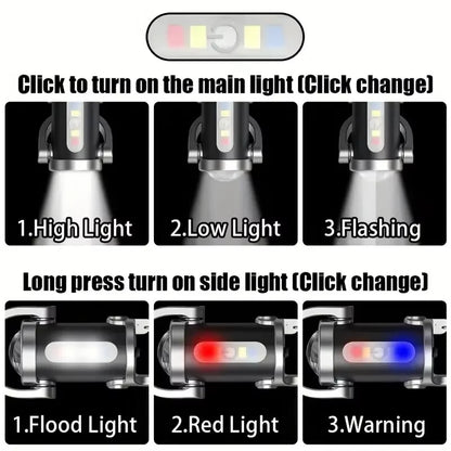 Mini Keychain Flashlight Rechargeable Pocket COB Working Light Outdoor Hook Emergency Warning Light for Camping Walking Hiking
