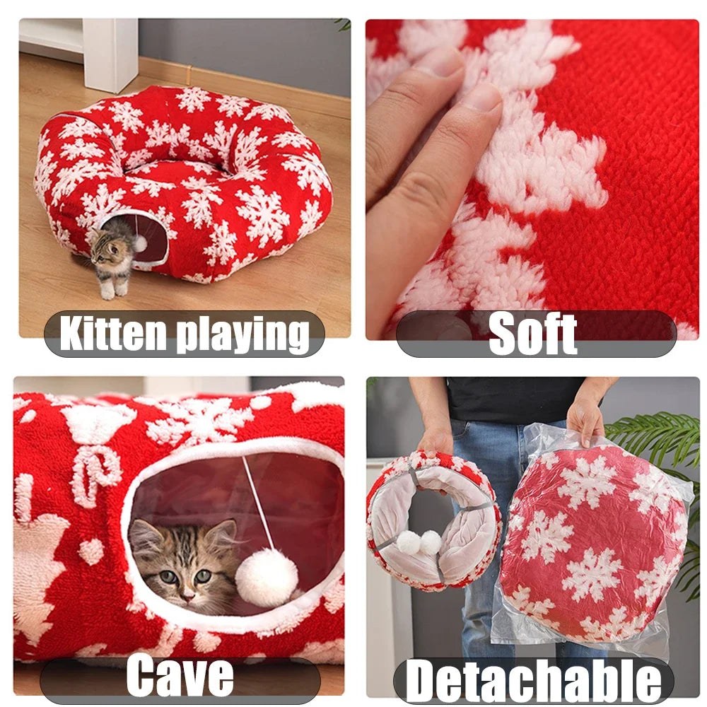 Red Christmas Cat Bed