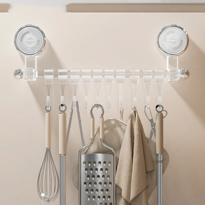 31/33.5Cm Bathroom Suction Cup Wall Towel Holder No-Punching Rotatable Towel Robe Coat Rack Kitchen Bathroom Shelf with 10 Hooks