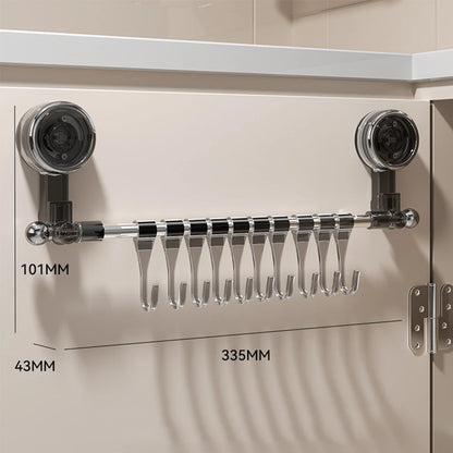 31/33.5Cm Bathroom Suction Cup Wall Towel Holder No-Punching Rotatable Towel Robe Coat Rack Kitchen Bathroom Shelf with 10 Hooks