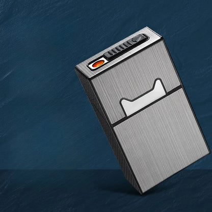 Cigarette Case with Lighter 2 in 1 USB Rechargeable Flameless Windproof Electric Lighter Cigarettes Box for Smoking Accessories