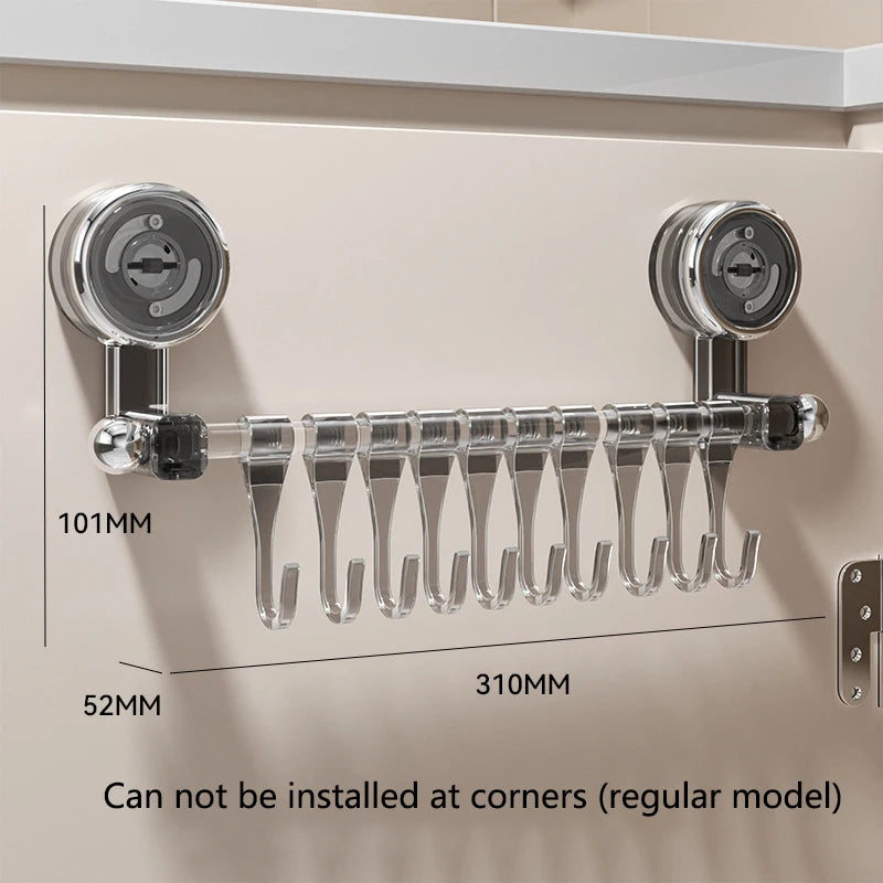 31/33.5Cm Bathroom Suction Cup Wall Towel Holder No-Punching Rotatable Towel Robe Coat Rack Kitchen Bathroom Shelf with 10 Hooks