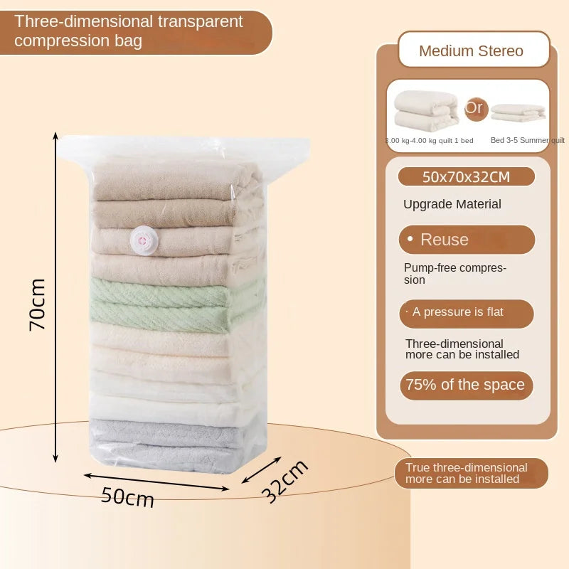 Vacuum Compression Bag Thickened Non-Pumping Pressing Stereo Storage Bag Clothes Quilt Quilt down Jacket Storage Bag #4161