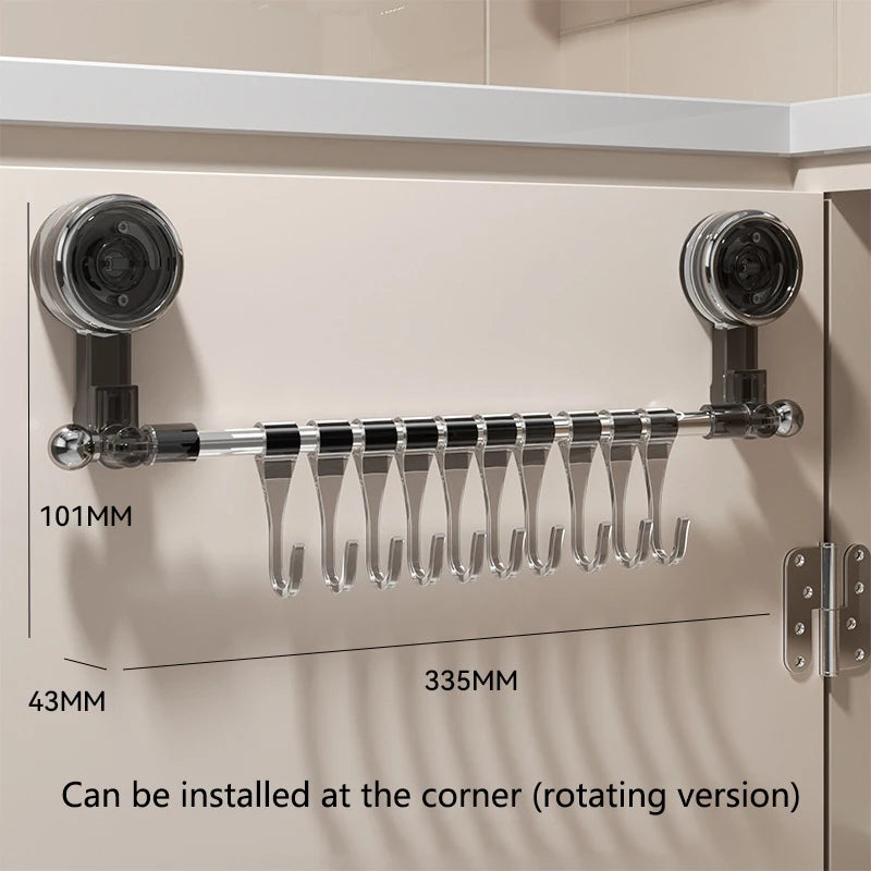 31/33.5Cm Bathroom Suction Cup Wall Towel Holder No-Punching Rotatable Towel Robe Coat Rack Kitchen Bathroom Shelf with 10 Hooks