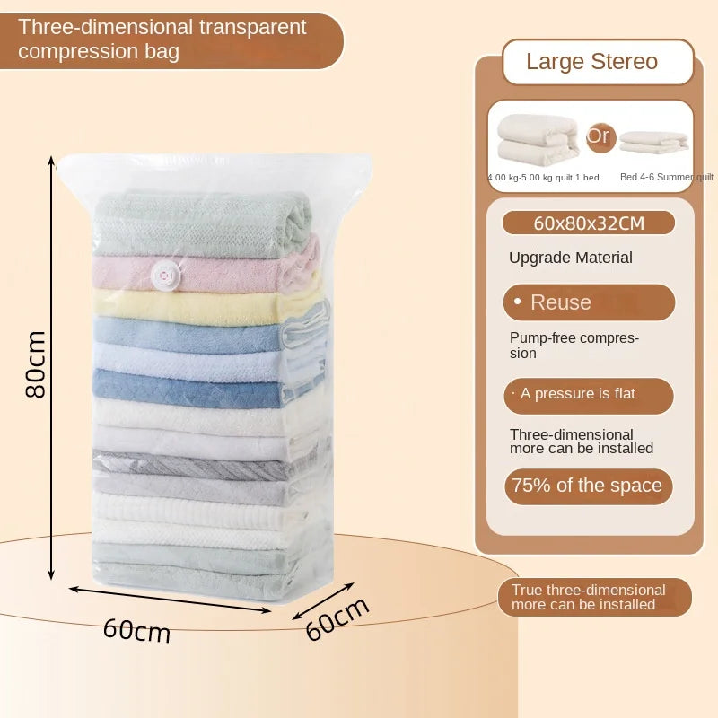 Vacuum Compression Bag Thickened Non-Pumping Pressing Stereo Storage Bag Clothes Quilt Quilt down Jacket Storage Bag #4161