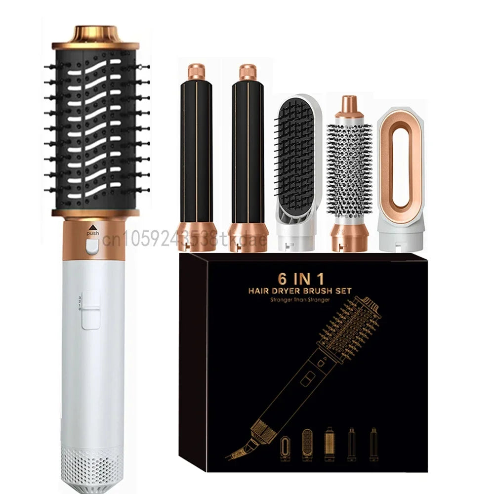 6 in 1 Hair Dryer One-Step Hot Air Comb Set Professional Air Styling Curling Iron Hair Straightener Styling Tool Hair Dryer