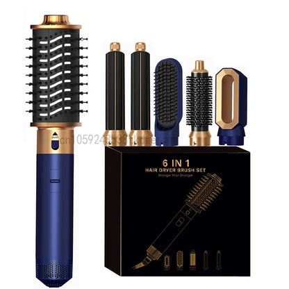 6 in 1 Hair Dryer One-Step Hot Air Comb Set Professional Air Styling Curling Iron Hair Straightener Styling Tool Hair Dryer