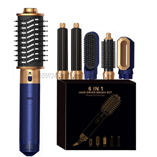 6 in 1 Hair Dryer One-Step Hot Air Comb Set Professional Air Styling Curling Iron Hair Straightener Styling Tool Hair Dryer