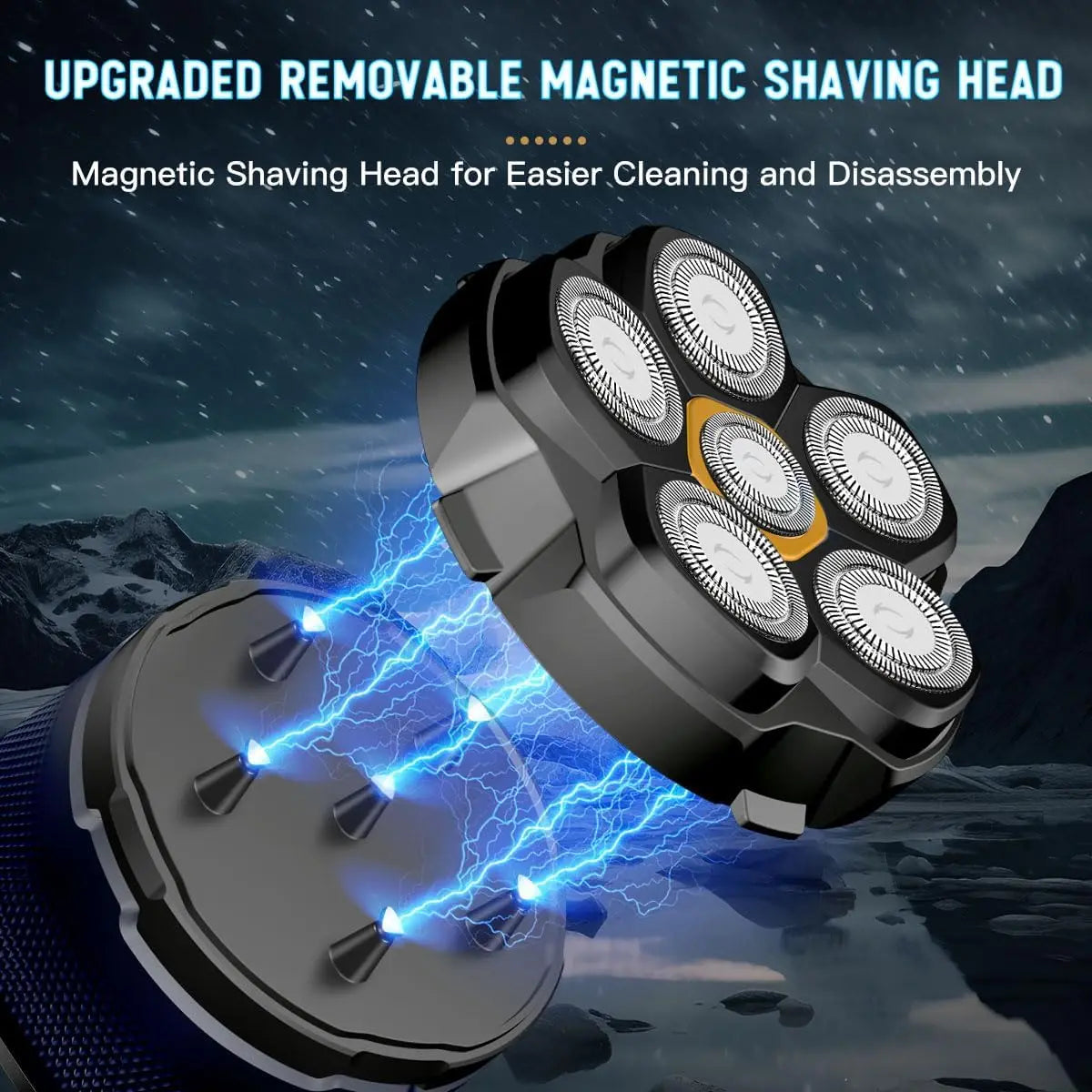 Electric Head Shavers for Bald Men 6D Magnetic Razor Hair Trimmer USB Rechargeable LED Display Waterproof Beard Shavers