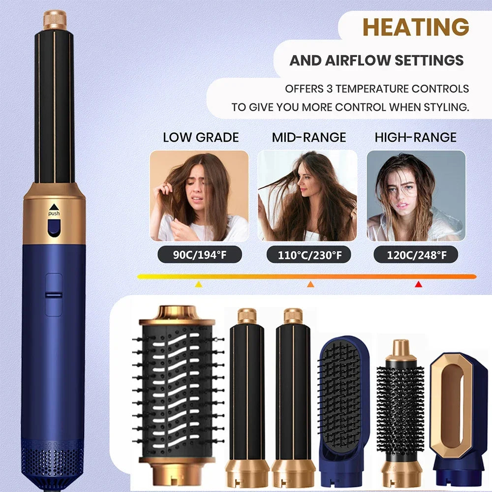 6 in 1 Hair Dryer One-Step Hot Air Comb Set Professional Air Styling Curling Iron Hair Straightener Styling Tool Hair Dryer