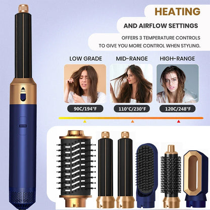 6 in 1 Hair Dryer One-Step Hot Air Comb Set Professional Air Styling Curling Iron Hair Straightener Styling Tool Hair Dryer