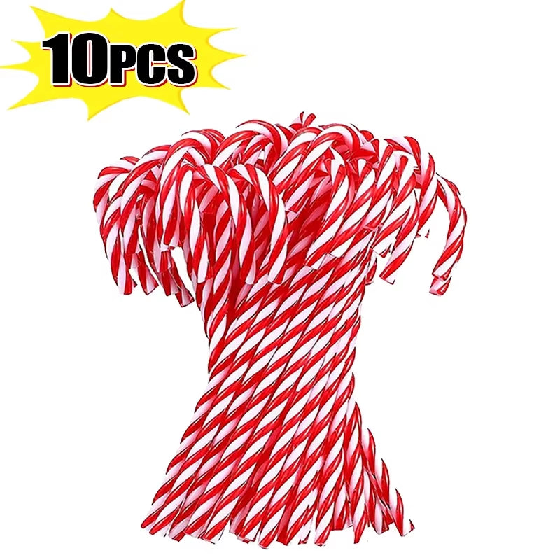 Christmas Candy Canes Xmas Tree Acrylic Crutch Hanging Pendant Ornaments New Year Party Home Decoration Kids Toy Gifts 10/20Pcs