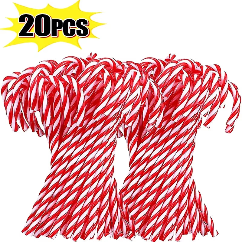 Christmas Candy Canes Xmas Tree Acrylic Crutch Hanging Pendant Ornaments New Year Party Home Decoration Kids Toy Gifts 10/20Pcs