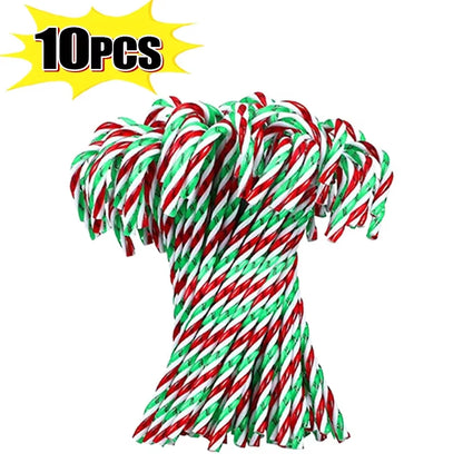 Christmas Candy Canes Xmas Tree Acrylic Crutch Hanging Pendant Ornaments New Year Party Home Decoration Kids Toy Gifts 10/20Pcs